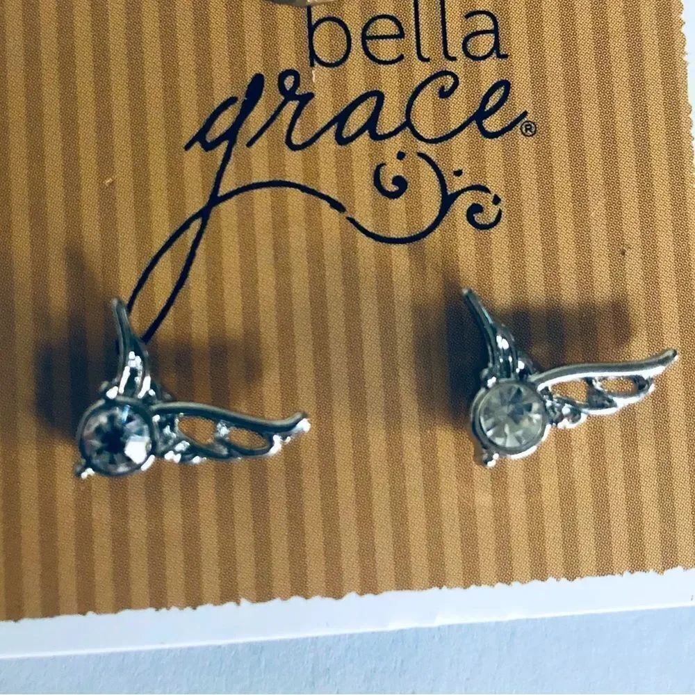 Silver Crystal Dove Bella Grace Stud Earrings